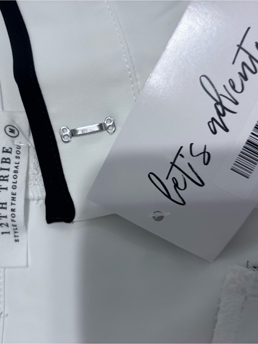 12th Tribe White  pants  with Black Trim